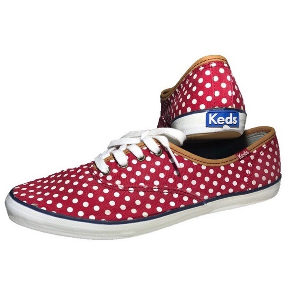 keds red and white polka dot